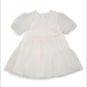 Rise Little Earthling Puff Sheer Sleeves Wrap Front Full Skirt Mesh Tulle Dress